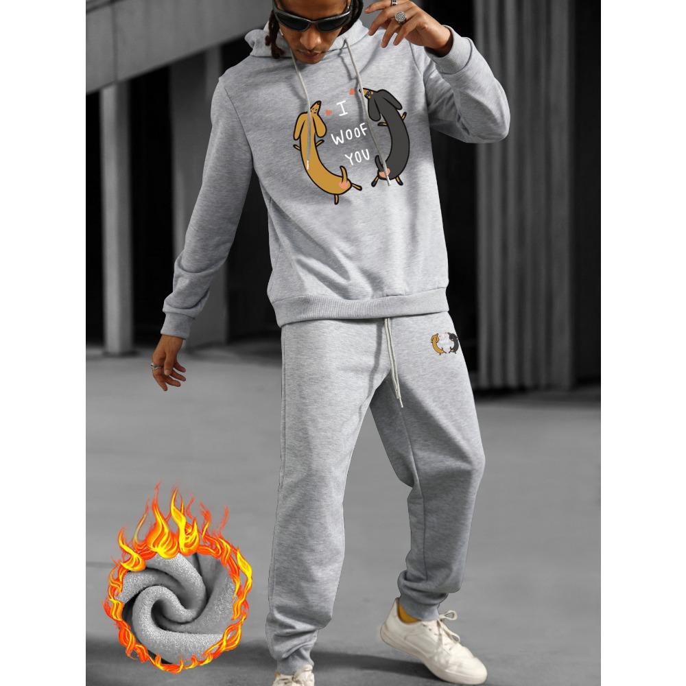 Men's Casual and Comfortable Hooded Sweatshirt and Jogging Set - Winter Casual, Warm, Comfortable, with Pockets