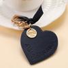 Women Leather Heart Keychain  Leather Heart Shape Keychain Car Key Holder Home Key Ring Charm Bag Car Pendant Gift