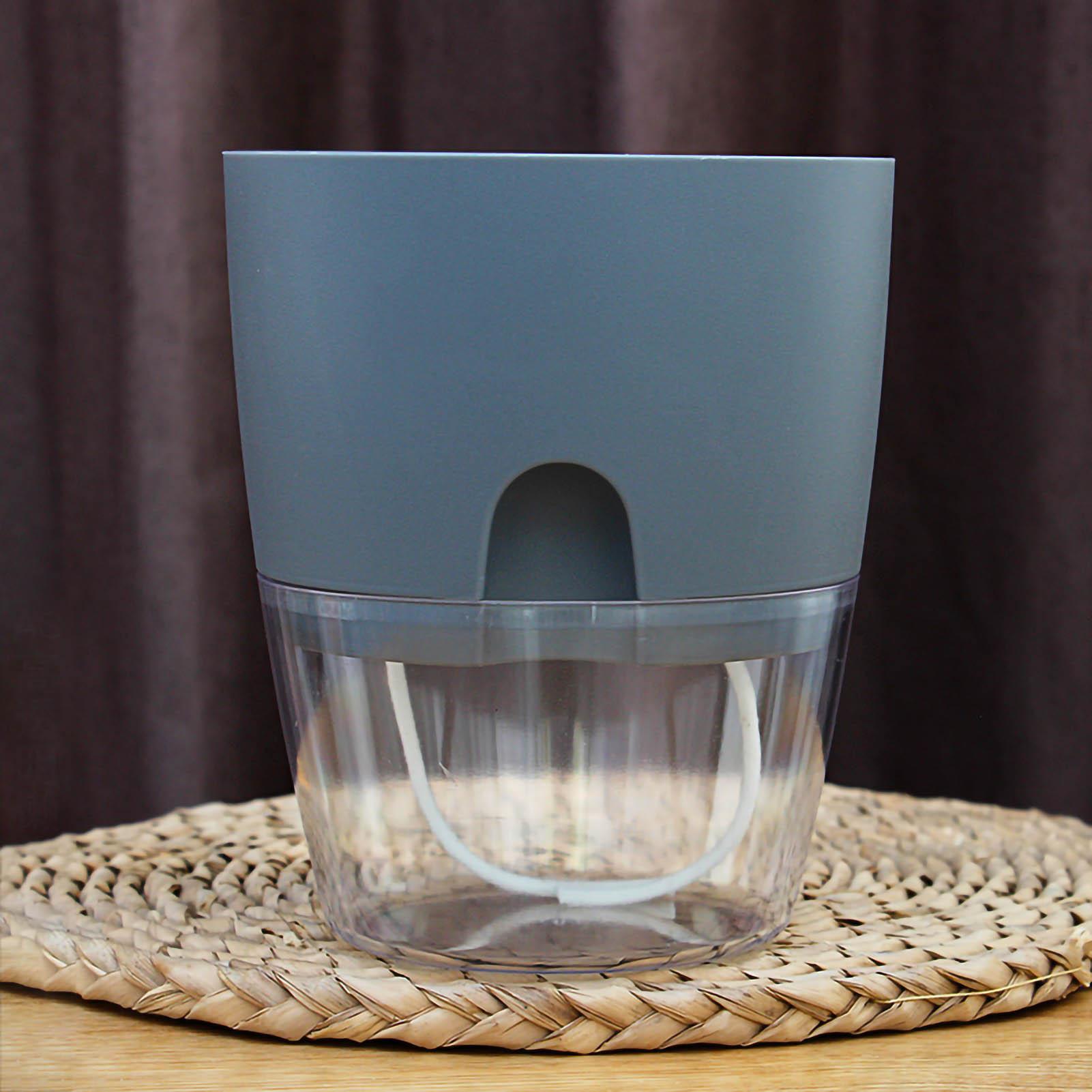 

Самополивающийся горшок для рассады из хлопковой веревки, пластиковый декоративный горшок для комнатных и уличных растений, цветы 15.3cm/6in Diameter серый