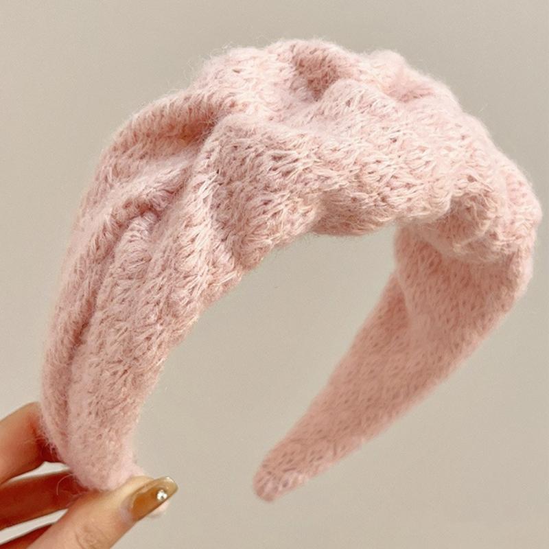 Strukturierte Kunststoff Kopfbedeckung Acryl Gestrickter Haarreif Merkmal Breite Kante Für Herbst Winter Mode Haarstyling