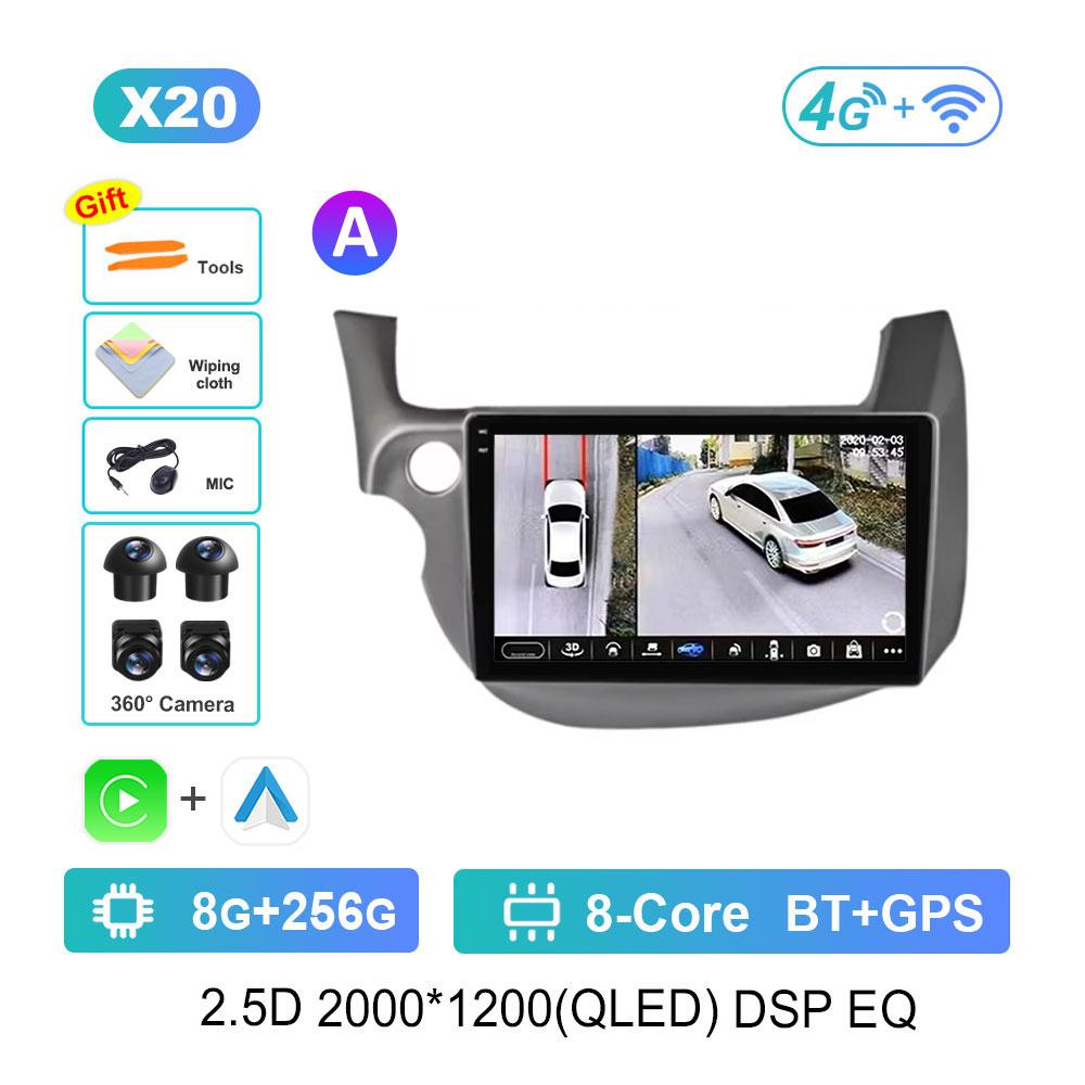 Bluetooth DSP Stereo Car Video Multimedia Player for HONDA FIT JAZZ 2008 - 2013 WiFi Android System 4G GPS QLED Touch Screen
