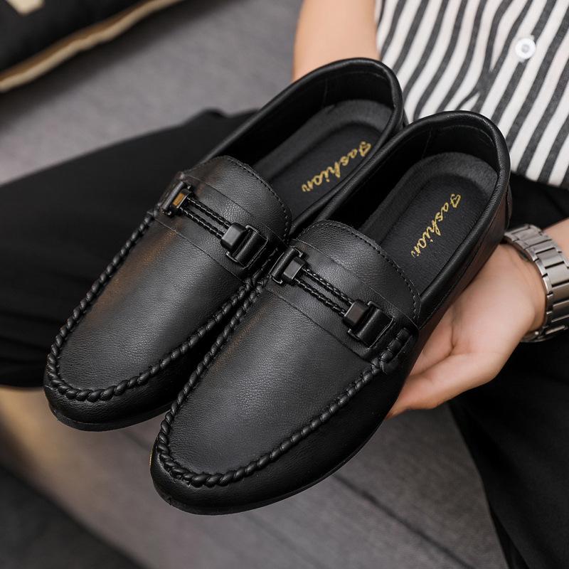 Men's Summer 2025 British-Style Casual Leather Loafers - Soft Sole, Trendy One-Step Drive Shoes