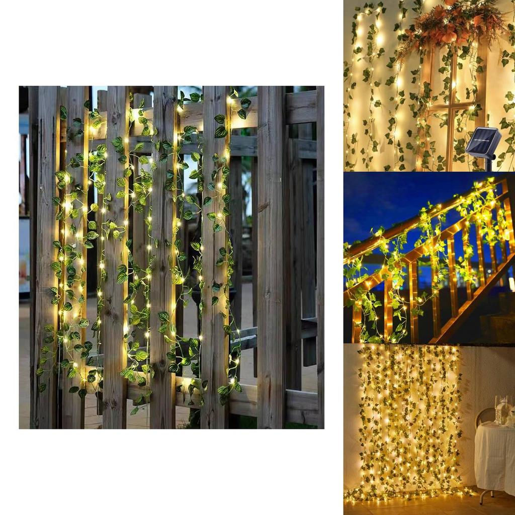 Wasserdichte Solar Efeu Blatt LED Lichterkette für Terrassen- und Gartenbeleuchtung