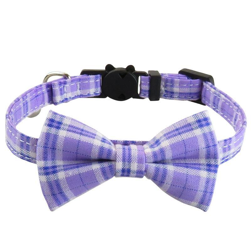 

Cat Collar Products British Style Cat Belt Pet Supplies Cat Collar with Bell Wholesale Factory Cat Collar Width 1cm length adjustable 20-28cm Purple Gingham