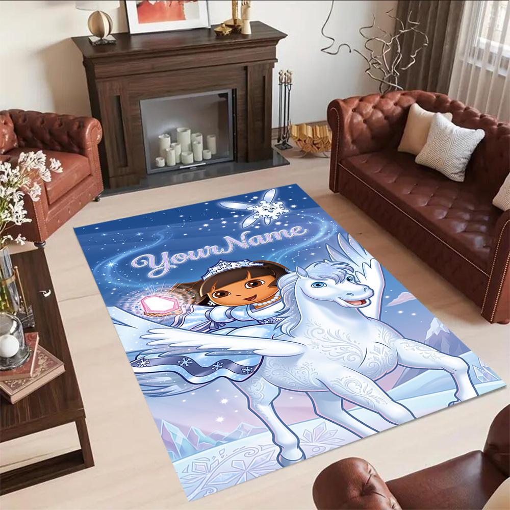 Dora Explorer Customizable Name Floor Rug Office Rug Perfect for Outdoor Dormitory Study room Playrooms Anti-slip Rug Decorate Offices