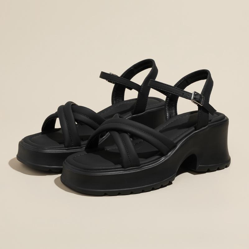 Not tired feet platform sandals women's super soft spring and summer new small 6 cm height increase open-toed Roman shoes small size shoes