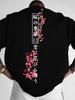 Fashionable Pattern Tshirt for Unisex Summer Style Featuring Cherry Blossoms and Samurai Sword Patterns Loose Fit Tshirt