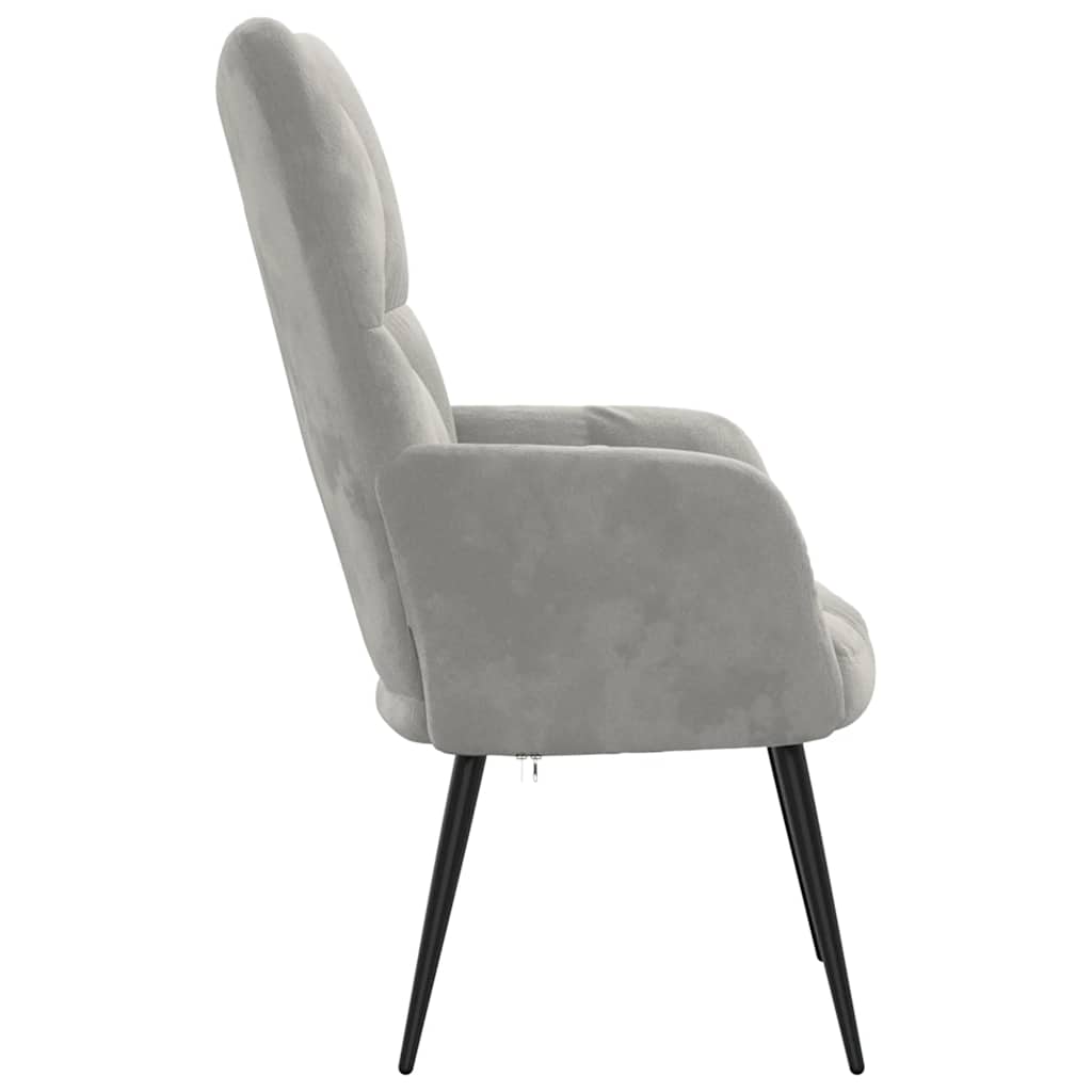 Vidaxl Armchair, Light Gray, Upholstered In Velvet