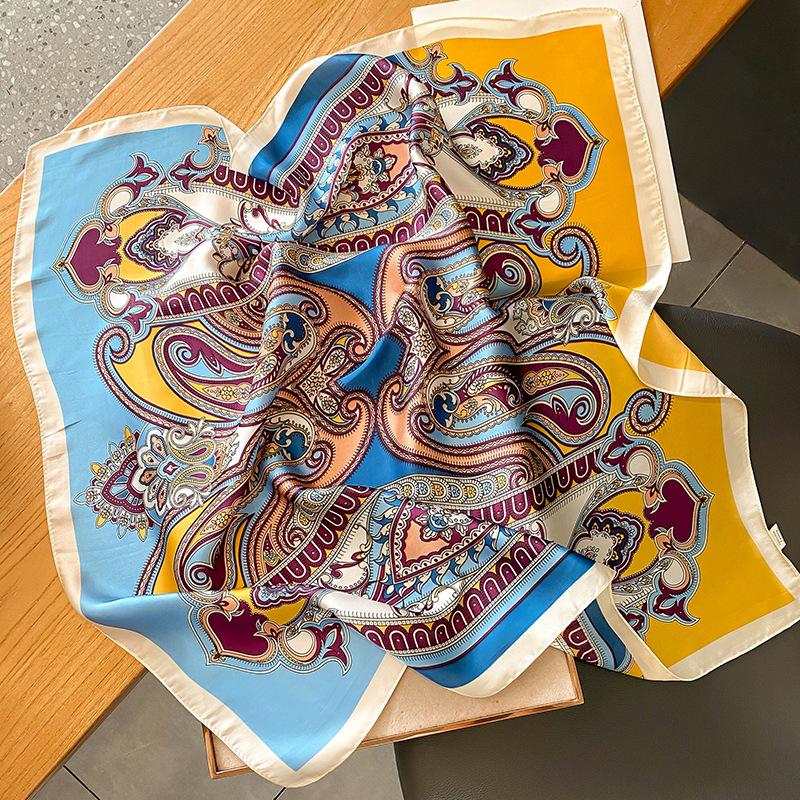 Elegant Floral Scarf for Lady Fashion Square Silk Neck Kerchief Bandana Foulard Soft Hairbands Women  New Bufanda