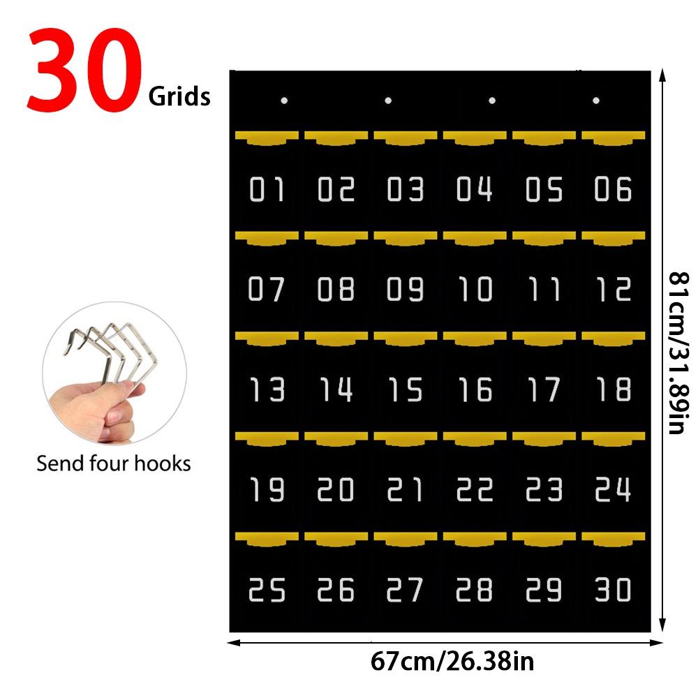 

30/36/42/48 Ячеек Подвесная сумка для телефона Пронумерованная подвесная сумка для двери Школьный настенный дверной декор Black-30Grids
