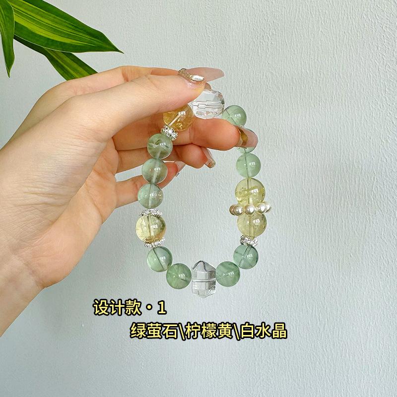 

Original design lemon citrine and green fluorite bracelet for women, suitable for summer, natural gift for girls Green Fluorite【Design1