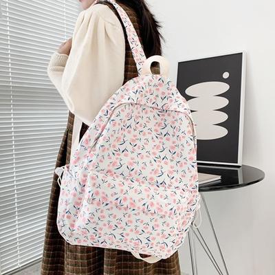 Tulpenmuster Damenrucksack Tragbar Wasserdicht Große Kapazität Schultaschen Nylon Schulrucksack Studenten Büchertasche