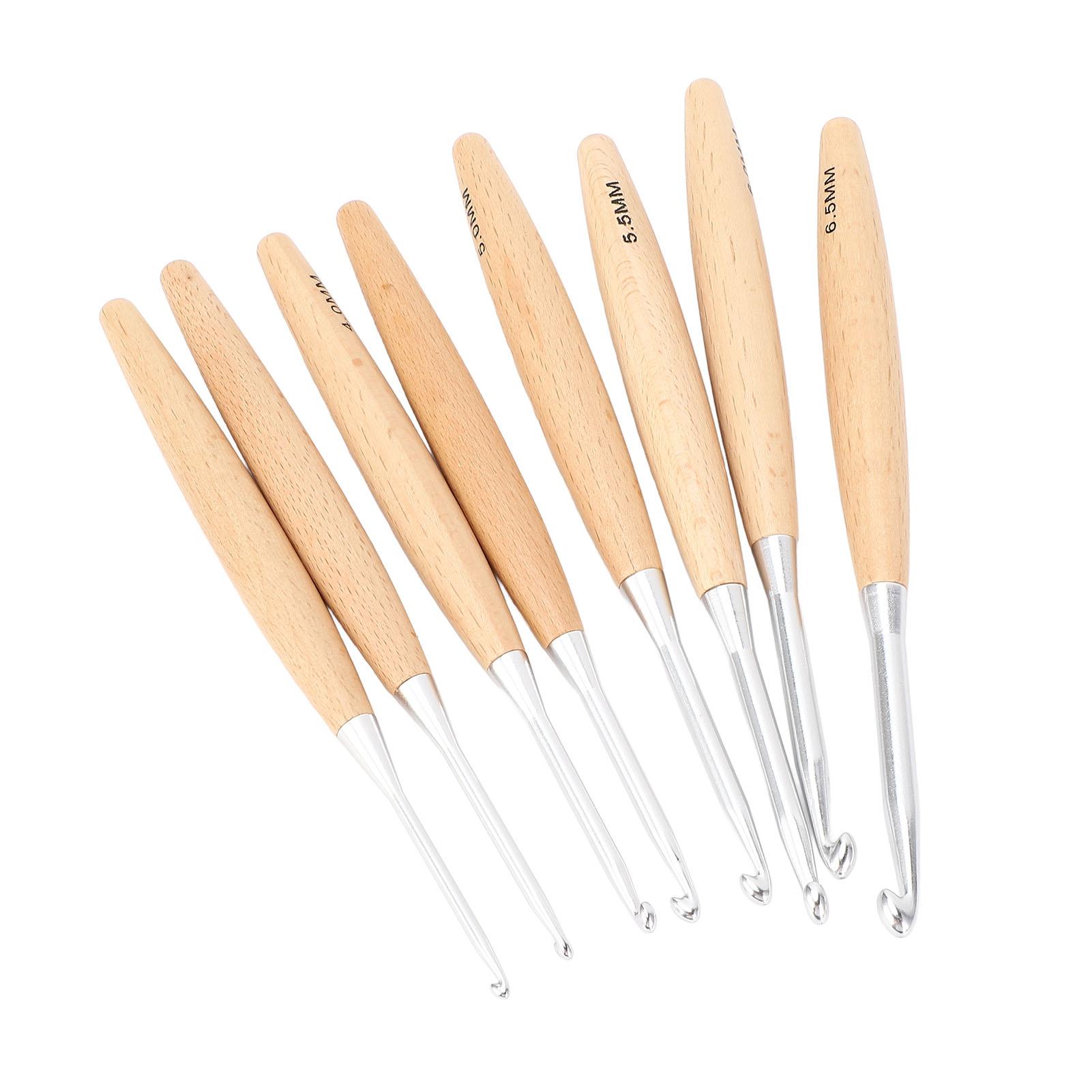 

8Pcs Wood Crochet Hooks Set Large Beech Handle Sweater Knitting Tools 3.0mm‑6.5mm