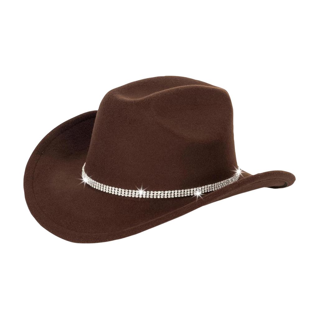 BROWN  Bride Cowboy Hat, Western Party Hat, Bachelorette Jazz Hat For Music Festival & Costume Party