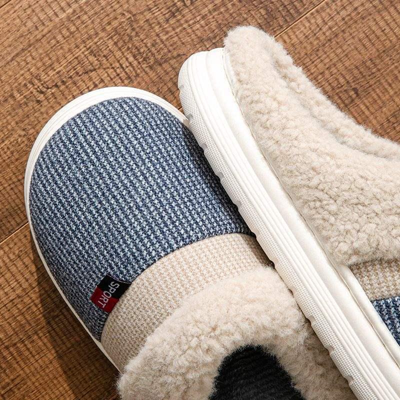 Pantoufles en coton peluche pour hommes et femmes - Hiver, Antidérapantes, Semelle épaisse, Fourrées, Chaussures d'intérieur chaudes