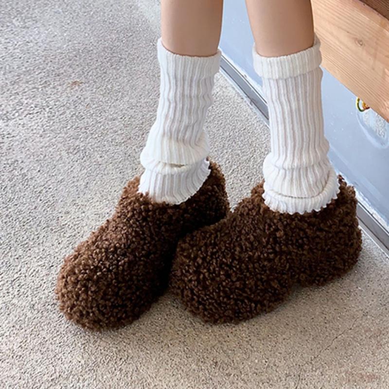 2026New High Heels Women's Cotton Slippers Fur Platforn Casual Warm Mules Shoes Fashion Short Plush Winter Snow Boots Para Mujer