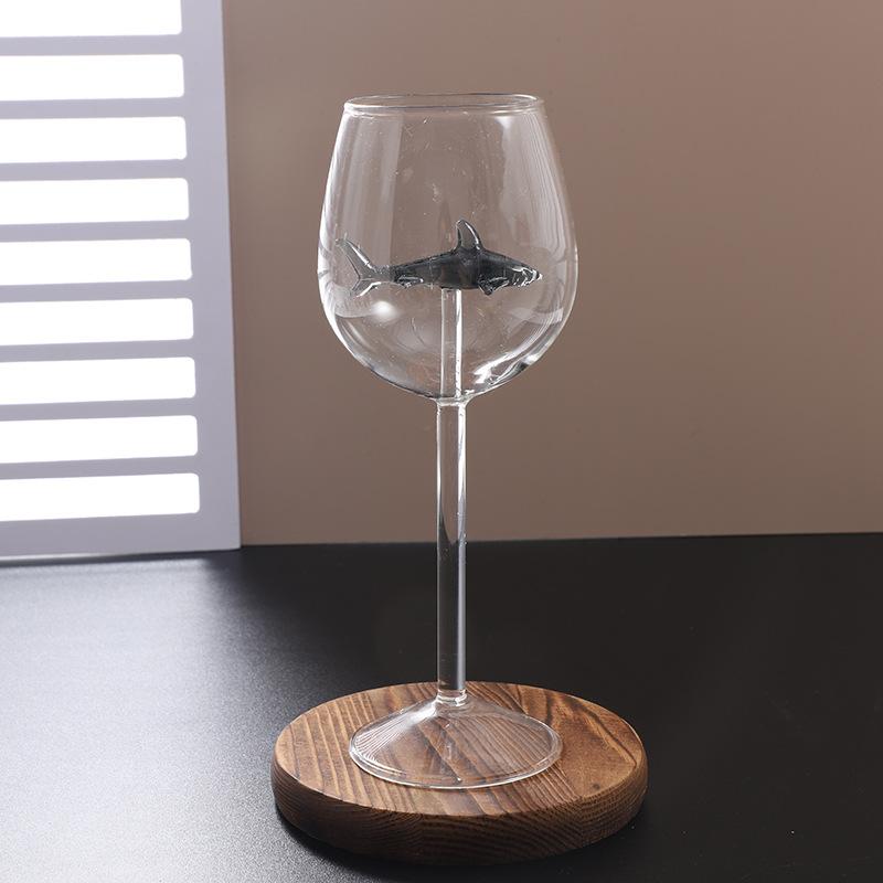 3D Crystal Glass Shark Dolphin Red Wine Glasses Goblet Creative Cocktail Cup for Home Bar Hotel Three-Dimensional Drinkware Set