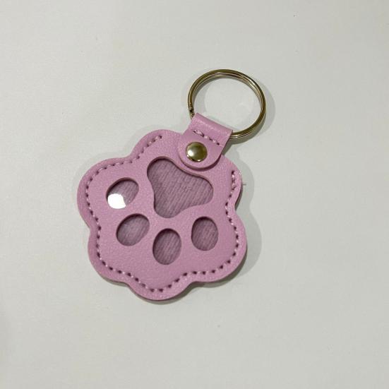 Faux Leather Pet Hair Keychain Dog Cat Claw Shape Souvenir