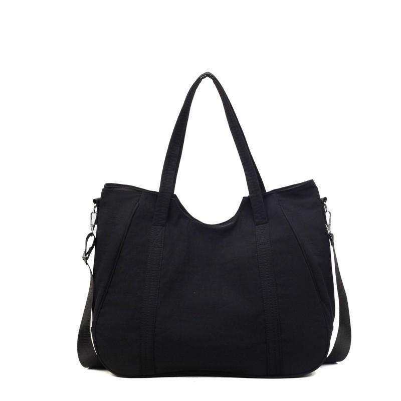 New Nylon Cloth Bag Fashionable Japanese Simple Solid Color Shoulder Commuting All-matching Large-capacity Tote