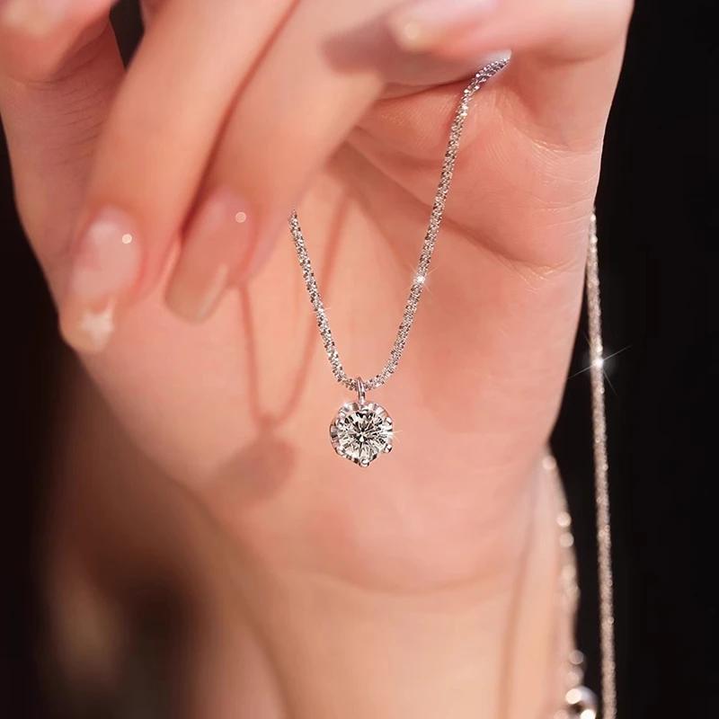 1Pc Fashionable Elegant Shiny Pendant Necklace Birthday Gift for Women Daily Party Wedding Anniversary Jewelry Gift