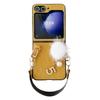 Capa de Celular Samsung Z Flip Pelo de Vison com Bola de Pelúcia DIY para Modelos 3-7