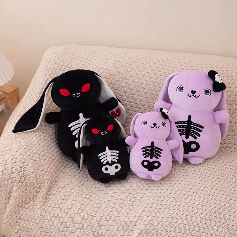 Purple Black Skull Rabbit Plush Toy Stuffed Animal Doll Bedroom Decoration Gift