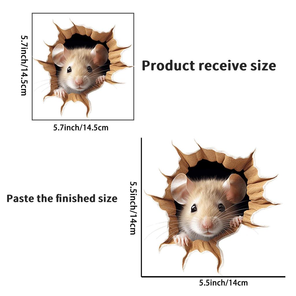 3D Mouse Hole Wall Sticker for Living Room or Bedroom Decor