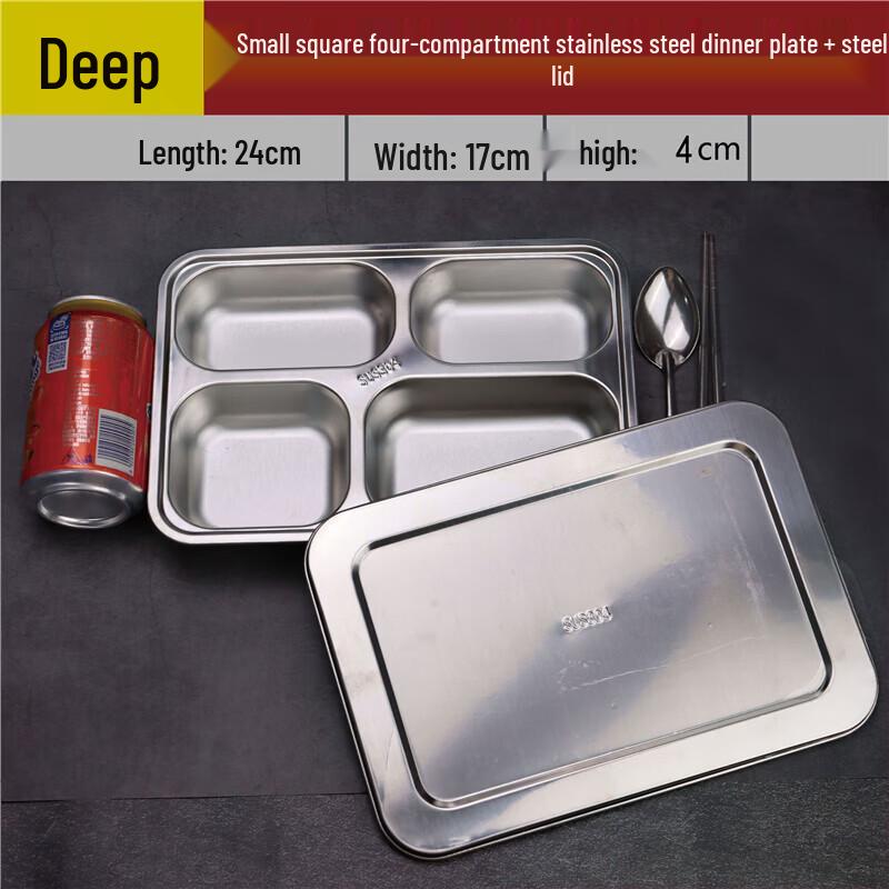 

Stainless Steel 5-Compartment Lunch Tray with Lid