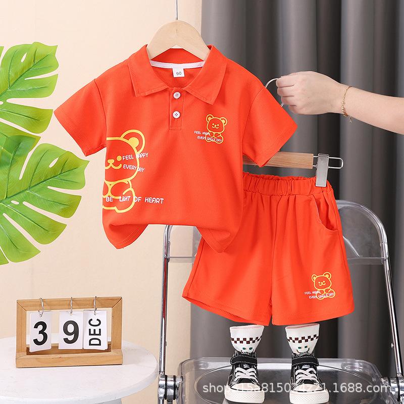 Polo per Bambini con Fantasia a Lettere Outfit Sportivo - Set Casual Estivo a 2 Pezzi per Ragazzi