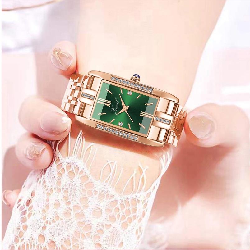 

Женские квадратные элегантные часы с бриллиантовым циферблатом, водонепроницаемые наручные часы в повседневном стиле StyleC