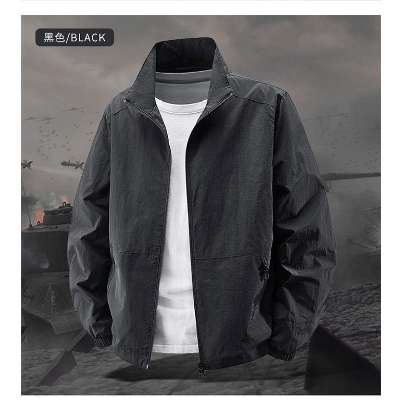 Men S Stand Collar Waterproof Thin Jacket Casual Fashion Solid Color