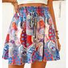 VEZFAA Women's Fashion Casual Colour Block Print  High Waist Sport Shorts