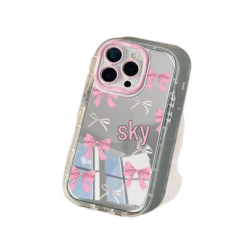 Apple 17 Bow Mirror Phone Case - Pink, Soft Protective Cover for Women - Fits 16 Pro Max and 15.