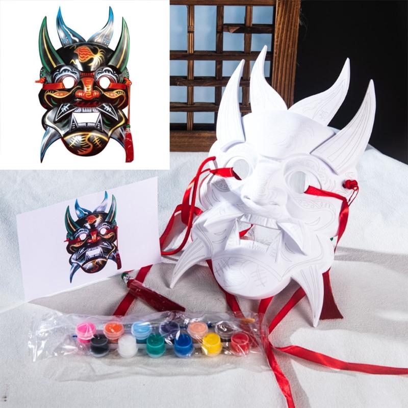 DIY Blank Paintable Mask Set Nuo Operas Mask for Artistic Projects,Theater,Halloween,Masquerade Parties,Classroom Arts