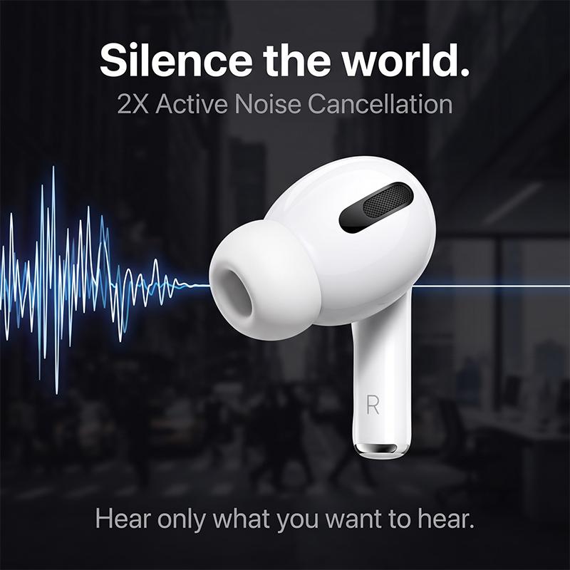 Apple AirPods Pro 2. generacji Bezprzewodowe słuchawki douszne z aktywną redukcją szumów Dźwięk przestrzenny IP54 Odporne na pot Ładowanie przez USB-C Słuchawki Bluetooth