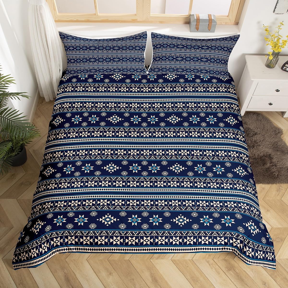 

Comforter Geometric Stripes Tribal Style Queen King Size Western Cowboy Style Bedding Set Home Decor 3 Pcs With 2 S Comforter (quilt)-EU Single(135*200cm)3pcs