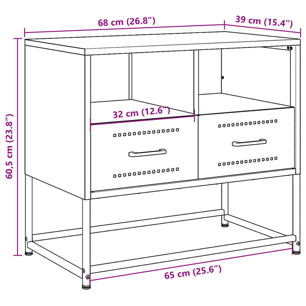 TV Cabinet Olive Green 68 X 39 X 60.5 Cm Steel