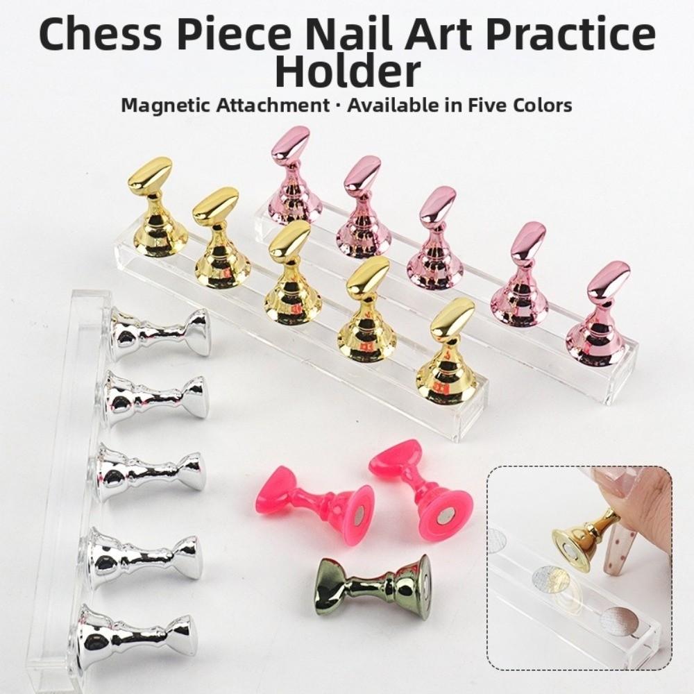 5Pcs Crystal Base Magnetic Nail Art Holder Reusable Nail Art Display Stand Nail Artists