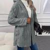 Side Slit Plush Long Sleeve Jacket Thick Thin Hooded Large Size Clothes