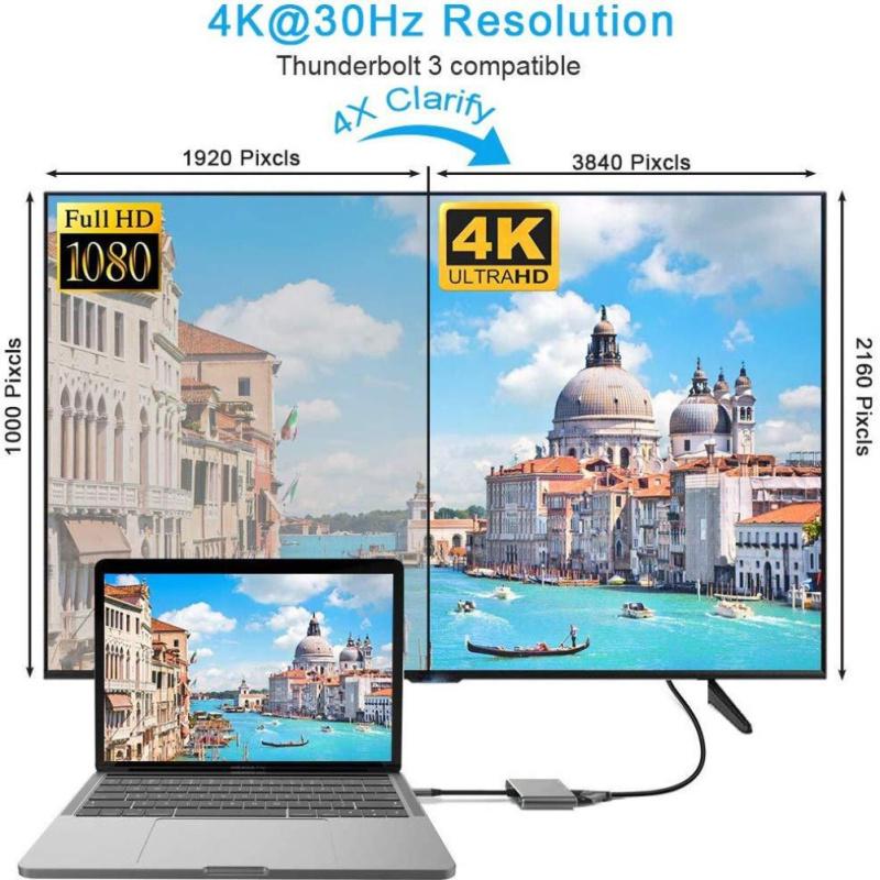Мультимедийный интерфейс USB Type-C в HD, адаптер VGA, 4K, 30 Гц ...