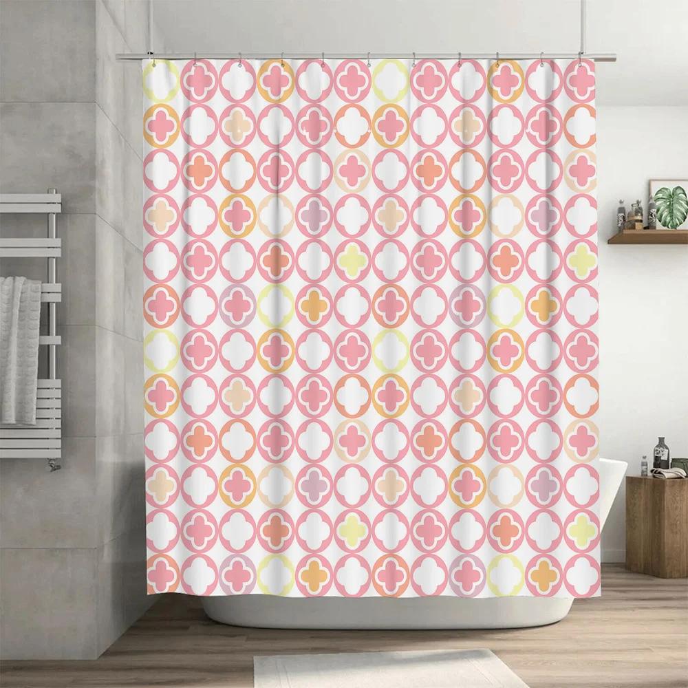 

Vintage Pink Flower Bath Shower Curtain Waterproof Fabric Home Decor For Bathroom (12 Pack Hooks Included) W60H190(CM)-1 Pcs