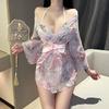 Sexy lingerie kimono bathrobe set uniform seduction print Japanese bow sexy Japanese pajamas new