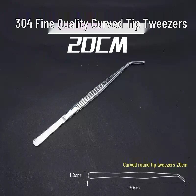 304 Stainless Steel Multifunctional Tweezers: Thickened Straight & Round Head, Bent Tip, Ideal for Aquatic Plants and Succulents.