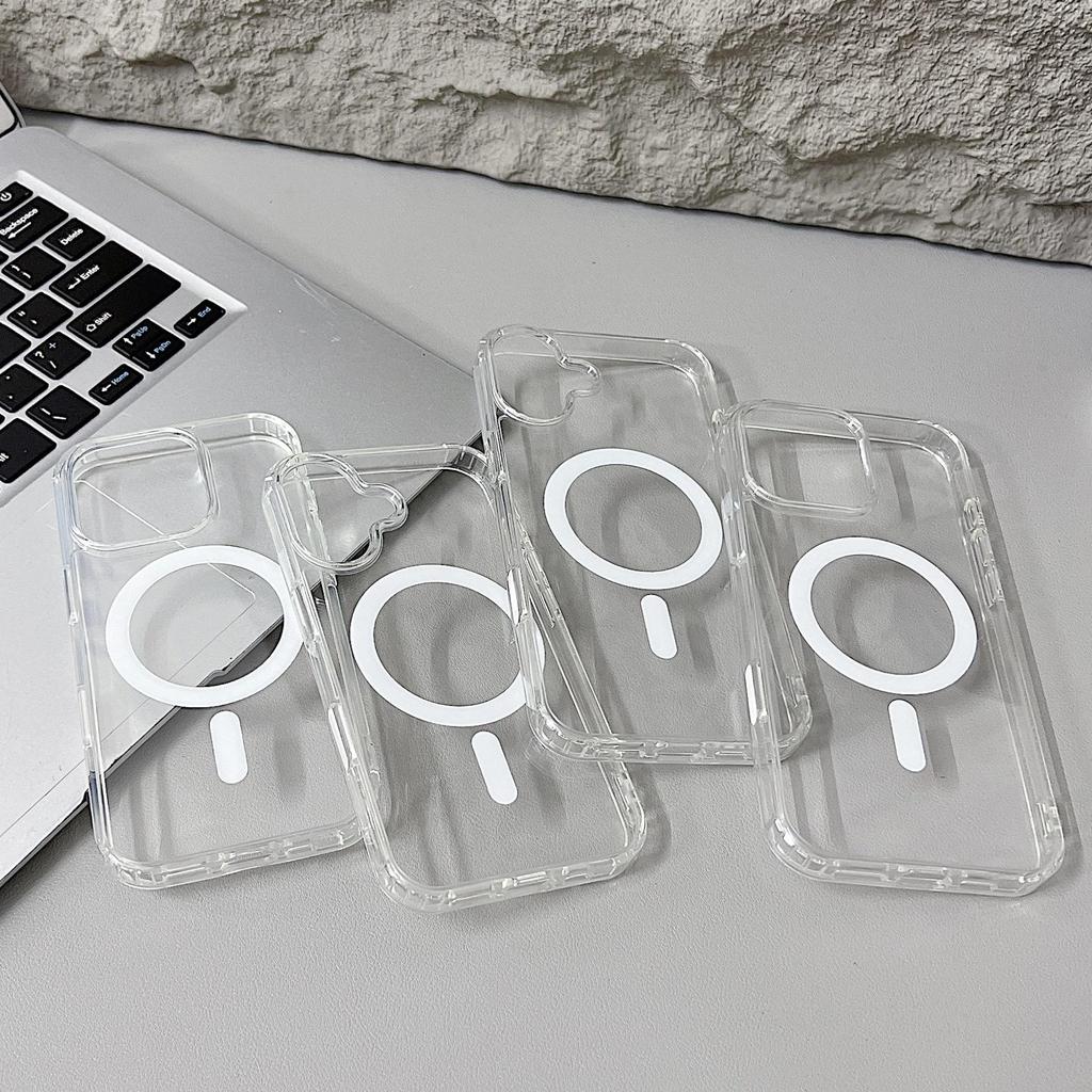 Transparent Magnetic Case with Touch Button for iPhone 17Ai/16 Pro Max/Plus