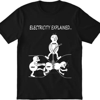 Men Brand T-shirt Fashion Summer For Him T Shirt Electricity Explained Volt Amp Ohm Short Sleeve Travel Round Neck Teeshirt