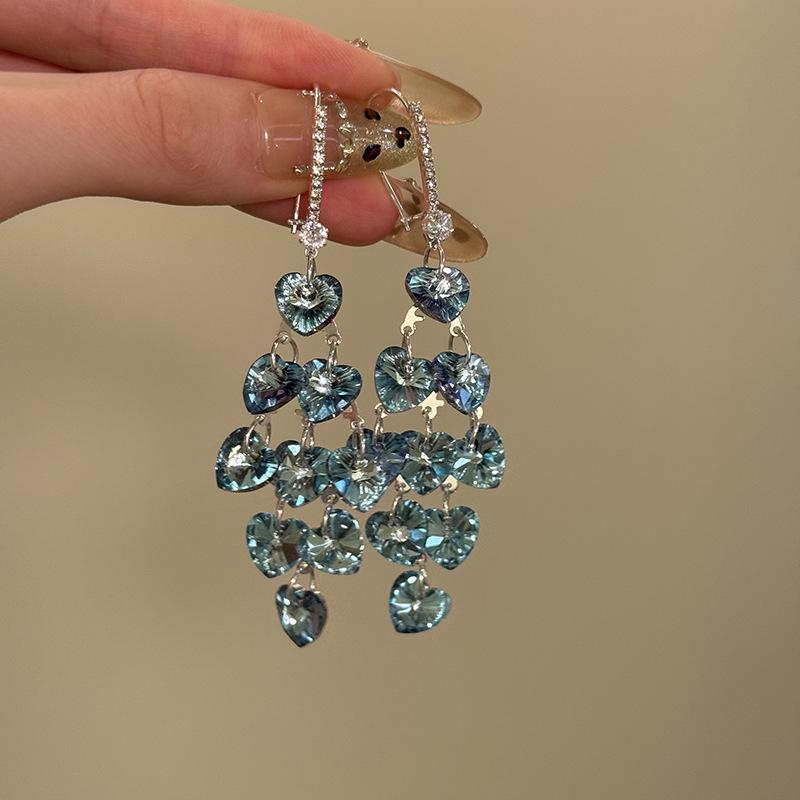 Роскошные серьги с хрустальной бахромой: Европейский и американский дизайн с сияющей элегантностью