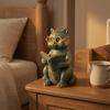 Reading Animal Figurine Retro Owl Rabbit Raccoon Reading Book Statue with Glow in The Dark Glasses for Bookshelf Desktop Home Decor