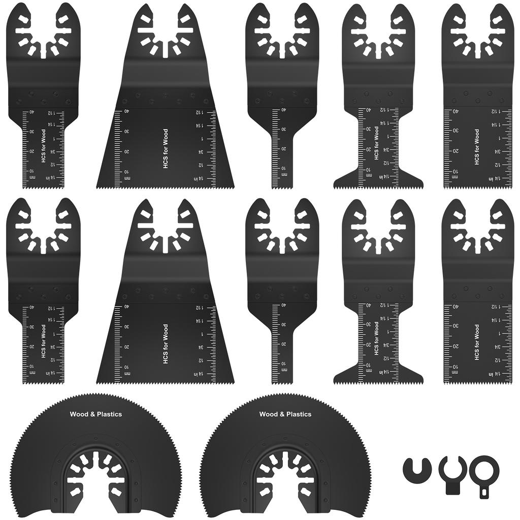 12/15Pcs Oscillating Saw Blades Bi-Metal Arc Edge Multitool Blades Sharp Wear Resistant Oscillating Blades Fast Cutting Saw Blad