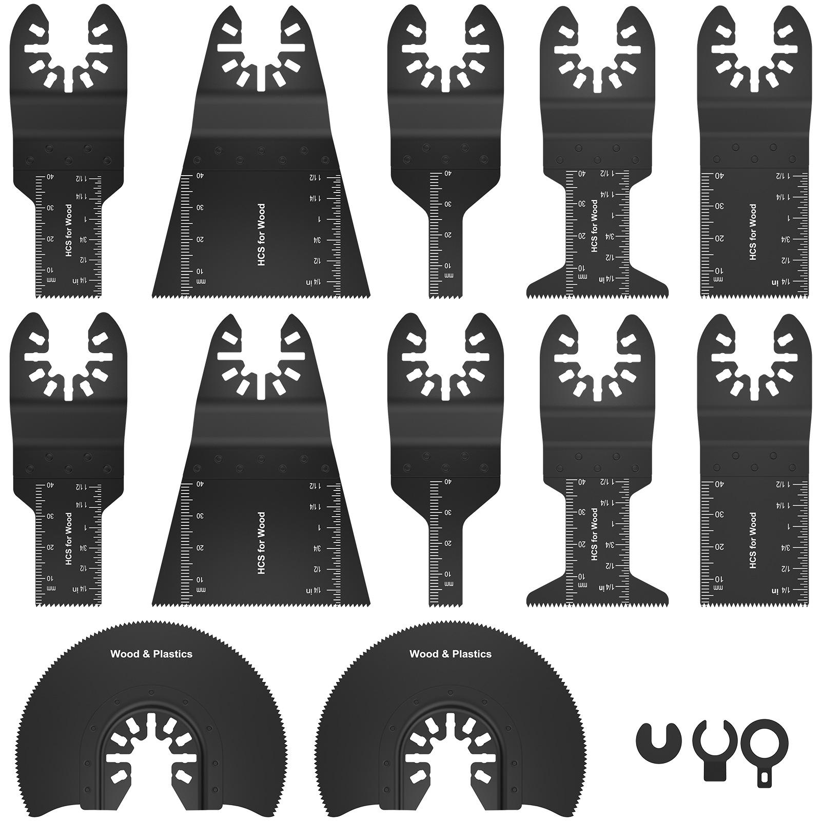 

12/15Pcs Oscillating Saw Blades Bi-Metal Arc Edge Multitool Blades Sharp Wear Resistant Oscillating Blades Fast Cutting Saw Blad