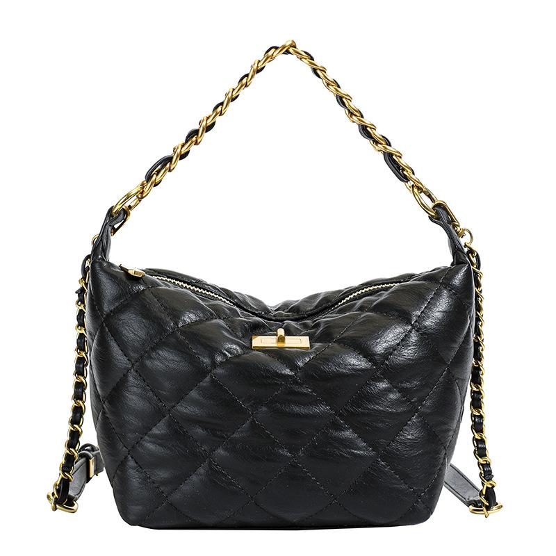 Spring and summer bags 2025 new fashion women's bags diamond chain crossbody bucket bag texture versatile shoulder bag women's bags